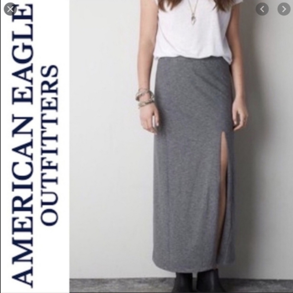 3/$20 American Eagle Gray Striped Maxi Skirt Size Small